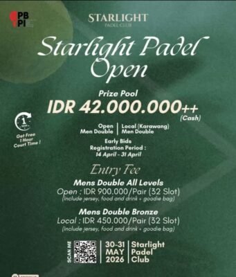 Turnamen “Starlight Padel Open” Siap Digelar, Total Hadiah Rp42 Juta Lebih